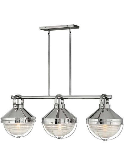 Crew 3-Light Island Light in Polished Nickel.